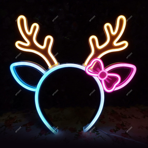 Serre-tête lumineux personnalisé en acrylique à piles avec oreilles de lapin <span class=keywords><strong>LED</strong></span>, enseigne néon, accessoire de fête, décoration lumineuse - Product Image 3