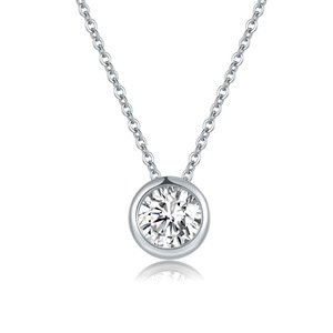 Collier pendentif bulle en moissanite plaqué or argent S925 avec chaîne O géométrique unisexe - Product Image 1