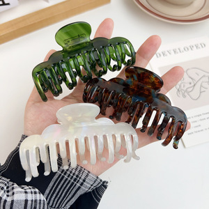 Shily&OS Grandes pinces à cheveux en acétate de cellulose à <span class=keywords><strong>double</strong></span> rangée de dents antidérapantes, accessoires pour cheveux épais, style français testé - Product Image 2