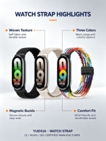 Compatible avec Band 10/9/8, bracelet en nylon tressé respirant avec boucle magnétique pour montre connectée de sport