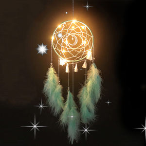 <span class=keywords><strong>Attrape</strong></span>-rêves rose fait à la main pour filles/garçons chambre décor plume tenture murale lumières pour pépinière maison ornements artisanat cadeau - Product Image 3