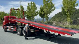 Dongfeng 6*4 Euro 6 Manual 9-speed kursi baris tunggal penggerak tangan kiri truk derek datar untuk penyelamatan Jalan - Product Image 5