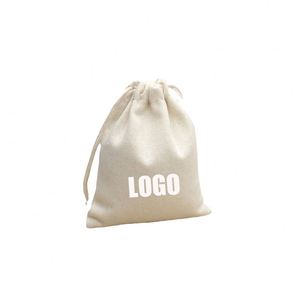 Custom Logo Eco Friendly Reusable Gift Bag Small Canvas <b>Drawstring</b> Bag - Product Image 1