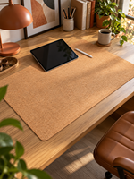 Tapis de bureau en liège pour télétravail, bureau à domicile, tapis de table naturel, imperméable, antidérapant, tapis pour ordinateur portable, appel vidéo