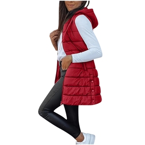 <span class=keywords><strong>Gilet</strong></span> matelassé long 100 % polyester 90 % duvet de canard, style streetwear, à <span class=keywords><strong>capuche</strong></span>, avec fermeture éclair, collection Hiver 2025 pour femme - Product Image 4
