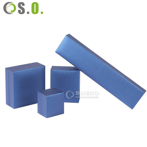 Boîte à bijoux haut de gamme bleue avec logo personnalisé, en similicuir, pour bagues, boucles d'oreilles, bracelets et colliers, idéale pour les mariages - Product Image 4