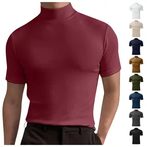 Tee Manufacturer Plain Turtleneck Man Cotton T shirt Slim Fit T Shirt For Men Best Quality Brand