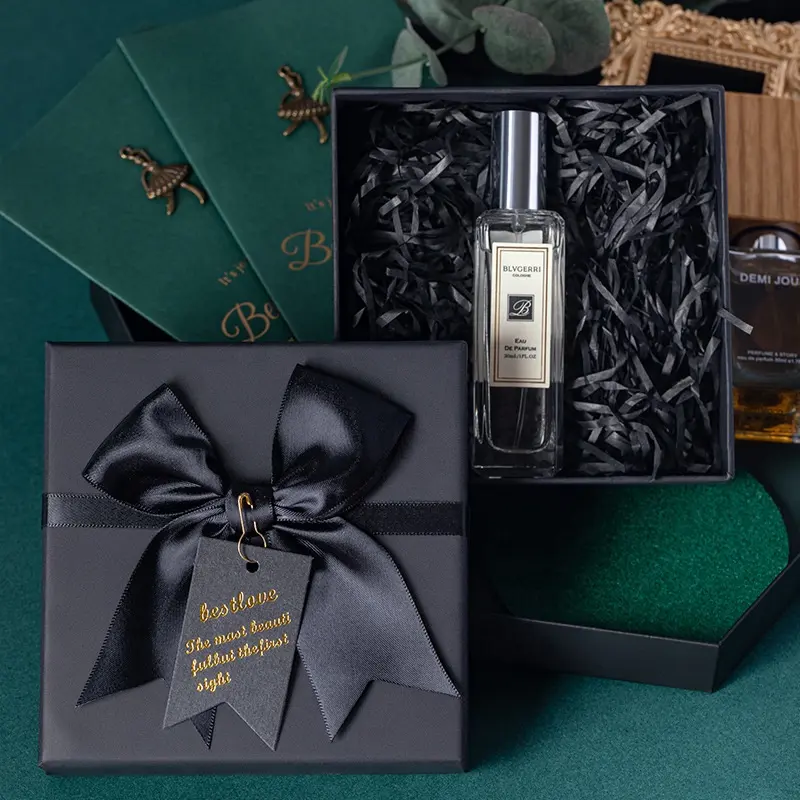 Wholesale black rectangular paper packaging luxury rigid gift box