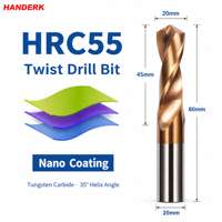 Forets hélicoïdaux en carbure de tungstène Hrc55 HANDERK, foret de centrage en acier rapide pour outil CNC