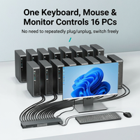 Commutateur KVM 16 ports vers 1 HDMI 4K 30Hz compatible multi-OS USB 2.0 et EDID avec télécommande IR et commutateur de panneau