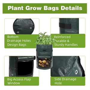 Lot de 2 sacs de culture de pommes de terre de jardin de 10 gallons avec rabat et poignées Pots en tissu d'aération <span class=keywords><strong>à</strong></span> usage intensif - Product Image 2