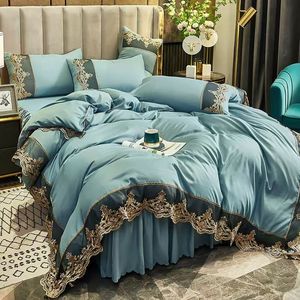 Falda de Cama de Encaje Europeo de Color Sólido Estilo Princesa, Juego de Cuatro Piezas, Gran Venta - Product Image 4