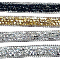 Livraison rapide Hotfix Perlé Strass Résine Garniture Ruban Cristal Strass Applique pour Chapeau Robe Bande