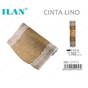 Nastro di lino ILAN 30 cm x 1,8 m con bordo in pizzo per artigianato e decorazioni - Product Image 1