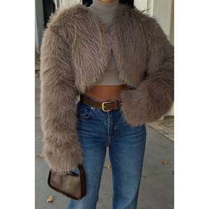 Parka Larga de Piel de Oveja Recubierta de Visón con Botones Decorativos y Estampado Teñido, Talla Grande, de Algodón Genuino - Product Image 5