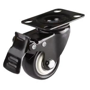 1,5 Zoll Lenkrollen |   Fest / Schwenkbar / Bremse |    Kleine PU-Möbelrollen |   Geräuschlose Rollräder für Schränke, Werkzeugkästen - Product Image 2