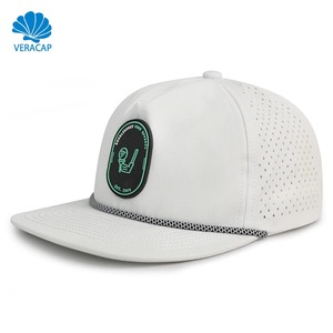 Boné Personalizado HS16 com Logo em Patch de Borracha PVC para Homens, Chapéu Impermeável com Furos Cortados a Laser, Boné Snapback - Product Image 1