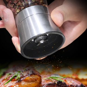 Wholesale 180/200ML Ceramic PC Black Pepper Stainless Steel Manual Spice Glass Salt <b>Mill</b> Machine for Household Use - Product Image 5