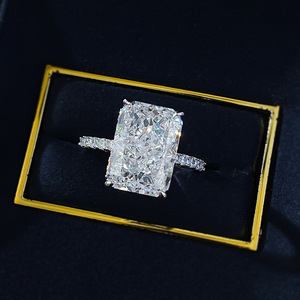 925 <span class=keywords><strong>bague</strong></span> de fiançailles en argent Sterling luxe 9*13mm Rectangle grande <span class=keywords><strong>bague</strong></span> en <span class=keywords><strong>diamant</strong></span> pour femmes bijoux femmes anneaux mariage bijoux fins - Product Image 5