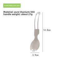 Ensemble de couverts pliables en titane pur avec cuillère, fourchette et baguettes pour le camping en plein air, les pique-niques et l'usage domestique