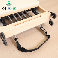 Reformer Pilates avec jambes réglables, 7 vitesses, en érable et chêne, pliable, chariot de rangement vertical, équipement de studio, CE RoHS, garantie OEM 5 ans