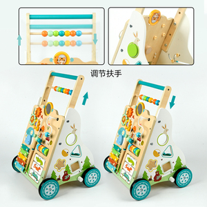 <span class=keywords><strong>Carrito</strong></span> de Empuje de Madera con Centro de Actividades como Clasificador de Formas, Giradores y Pista de Cuentas, Andador de Actividades - Product Image 4