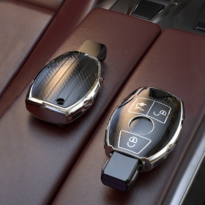 Vỏ Bọc Chìa Khóa Xe Hơi Từ Xa TPU Thời Trang Cho <span class=keywords><strong>Mercedes</strong></span> Benz Vỏ Bọc Chìa Khóa Xe Hơi Silicon Họa Tiết Sợi Cacbon <span class=keywords><strong>3</strong></span> Nút - Product Image 1