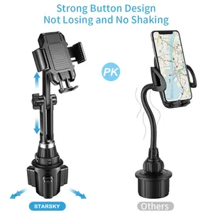 Portavasos para coche con expansor Base ajustable Soporte para teléfono 360 Taza de rotación Soporte para Teléfono Celular Compatible con todos los teléfonos inteligentes