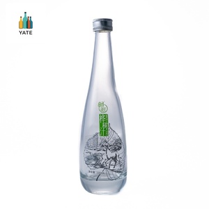 Gota de agua cónica redonda de cuello largo 300ml 500ml 750ml botellas de vidrio azul de agua de <span class=keywords><strong>Soda</strong></span> con estampado en caliente Serigrafía - Product Image 4