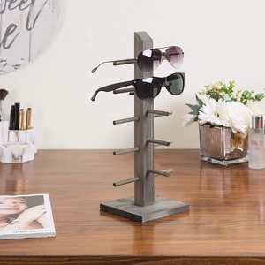 Wooden Eyeglasses Storage <b>Rack</b> 4 Slots Distressed Finish Display Stand For Sunglasses And <b>Glasses</b> - Product Image 1