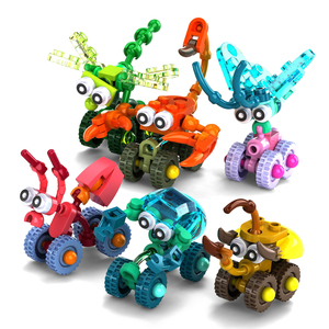 2026 New Cartoon Insects <b>Building</b> <b>Block</b> Car Toy DIY Assembly Small Medium Particle Sliding Vehicle for Kids Educational Gift - Product Image 1