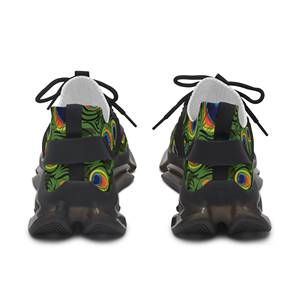 Chaussures de course à plateforme pour femmes, imprimé plume de paon personnalisé, respirantes, antidérapantes, pratiques, augmentant la taille - Product Image 4