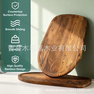 Premium Pine Wood Oval Storage Tray Unfinished Solid Wood <b>Kitchen</b> Countertop Stand Type Durable - Product Image 4