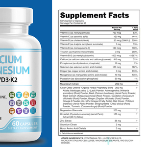 OEM/ODM supplément <span class=keywords><strong>de</strong></span> soutien des articulations osseuses calcium magnésium zinc potassium <span class=keywords><strong>vitamine</strong></span> D3 <span class=keywords><strong>B12</strong></span> <span class=keywords><strong>vitamine</strong></span> K2 curcuma Msm - Product Image 2