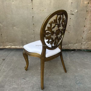 Luxury Golden <b>Stackable</b> Round Back Plastic <b>Chair</b> Upholstered French Style Hotel Banquet Wedding <b>Chair</b> - Product Image 4