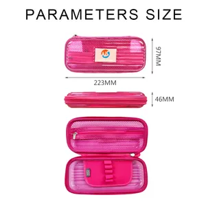 الأكثر مبيعًا حقيبة أقلام رصاص وردية للفتيات تحمل شعار مخصص حقيبة أقلام رصاص من البلاستيك الصلب الشفاف من ABS مع سحاب