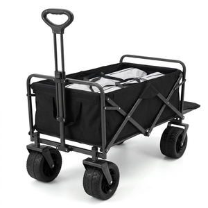 Heavy Duty <b>Foldable</b> Camping Wagon with Rear Opening for Long Items 200kg Capacity Collapsible Outdoor Utility <b>Cart</b> with Off-road - Product Image 3