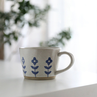 Tasses en porcelaine vintage à motif floral au design simple, couleur blanc mat, tasse à café en céramique personnalisée