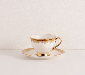 Nuevo Juego de Vajilla de Porcelana Fina de Lujo, Blanco con Borde Dorado y Diseño Festoneado, Plato, Tazón, Taza, Platillo, Regalo para Hotel o Boda - Product Image 2