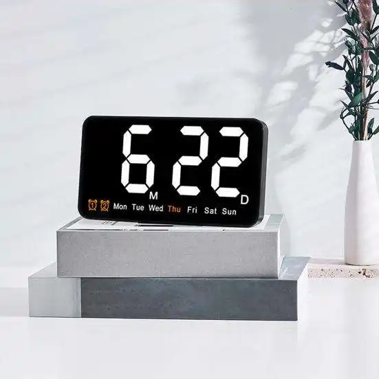 Jam Alarm Digital LED, Jam Alarm Digital LED otomatis pengaturan kecerahan untuk kamar tidur, ruang tamu, Modern