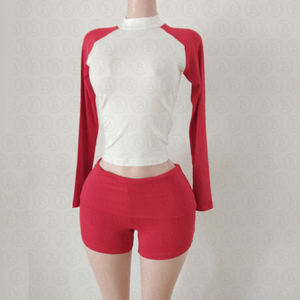 Frauen zweiteiliges Lounge-Set Y2K Kleidung Custom Cotton Jersey Baby T-Shirt Dünne lange Ärmel und ausgestellte Hosen für <span class=keywords><strong>2</strong></span>-teiliges Set Frauen - Product Image 6