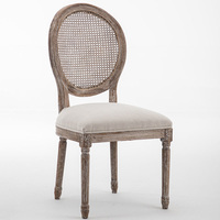 Chaise empilable de style américain antique en tissu avec accoudoirs, en bois massif français, pour salle à manger, mariage et événements