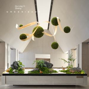 Boule de mousse de simulation de soie, décoration intérieure de plafond et de fenêtre, modélisation créative, boule d'herbe verte pour hôtel - Product Image 4