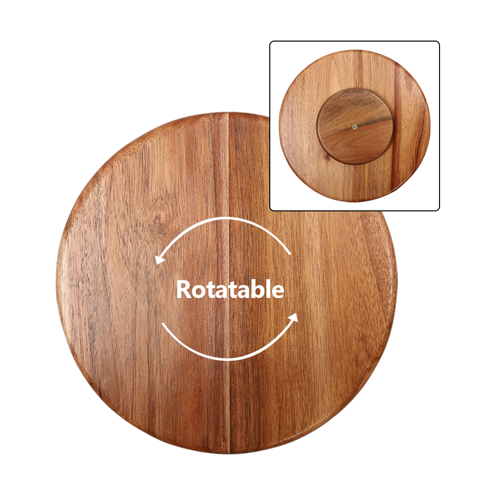 Хит продаж, экологически чистый вращающийся столик-органайзер из дерева акации с небольшим вращающимся столом