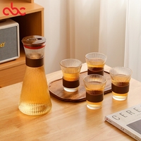 Ensemble de théière et tasse en verre à rayures en verre borosilicaté le plus vendu pour la maison