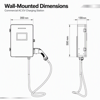 Amppal 22/44kW Borne de Recharge Murale Métallique AC Commerciale et Domestique pour Véhicules Électriques – Station de Charge Rapide pour VE