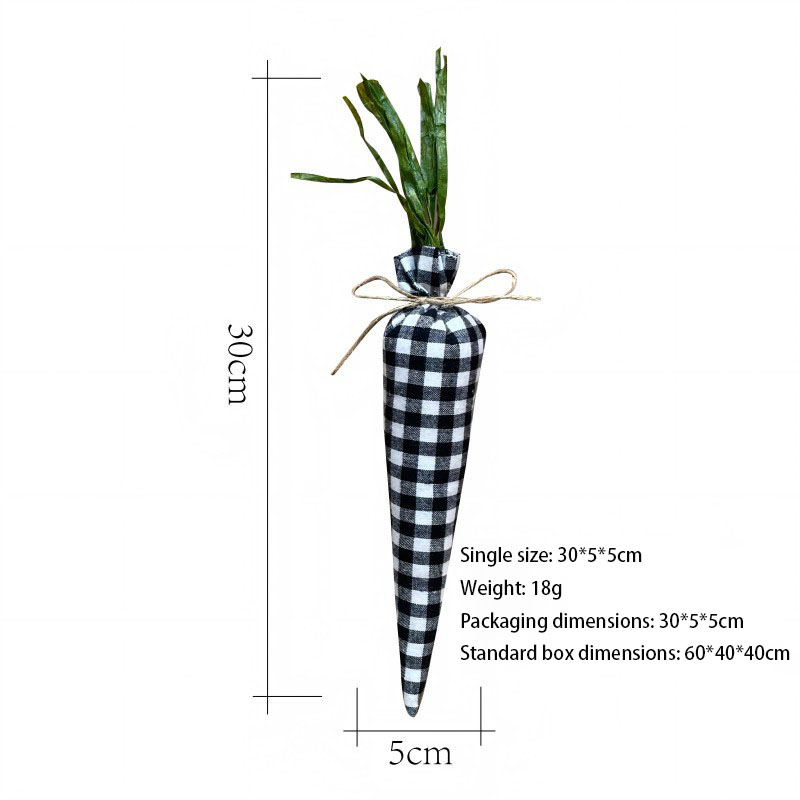Carotte en tissu à carreaux noir et blanc