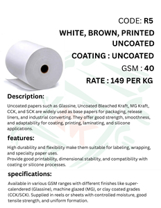 Rollo de Papel Impreso Blanco y Marrón Sin Recubrimiento, Rollo de Papel de Impresión Ecológico de Alta Calidad y Suave para Embalaje, Facturación y Uso en Puntos de Venta - Product Image 4