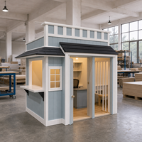 Équipement de jeu intérieur commercial : Maison de jeu de rôle Station-service grise avec espace de rangement pour projets de cafés ludiques