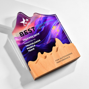Solid Wood And Crystal <b>Trophy</b> Laser <b>Engraved</b> Customizable For Awards Ceremonies Business Gifts - Product Image 4